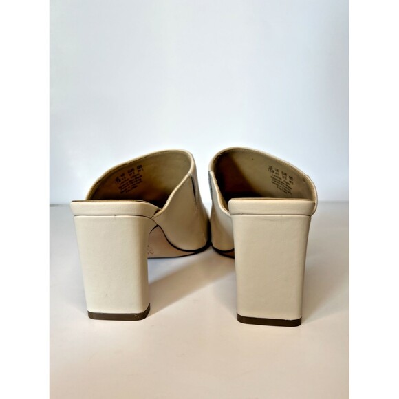 (EUC) Naturalizer Leather Paloma Off White Mules Womens Square Toe 7.5 Comfort - Picture 6 of 6